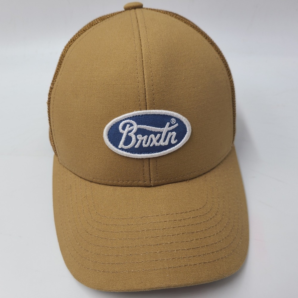Brixton Hat Snapback Trucker Mesh Brown Blue Patch Script Skate Skateboard Men